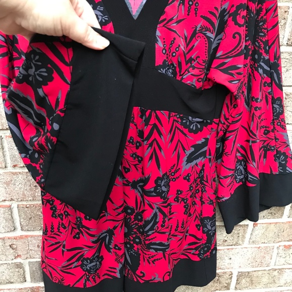 Asian-Inspired Tunic Mini Dress Kimono Bell Sleeves Empire Waist | M/L - Picture 7 of 12